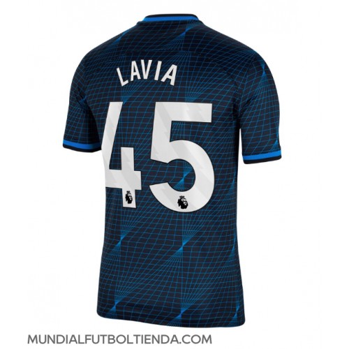 Camiseta Chelsea Romeo Lavia #45 Segunda Equipación Replica 2023-24 mangas cortas